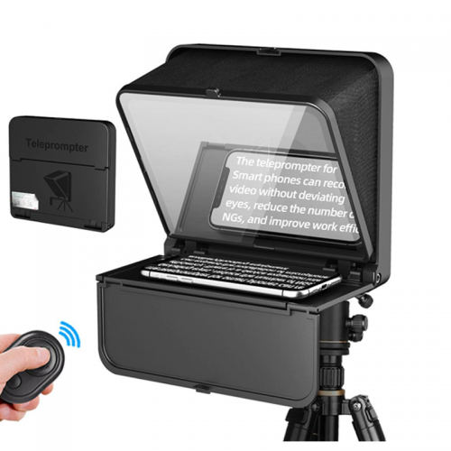 LENSGO Microphone TC7S Teleprompter For Phone Fold IN 1 Secound for Tablet Smart Phone for Video Recording with Remote Control 