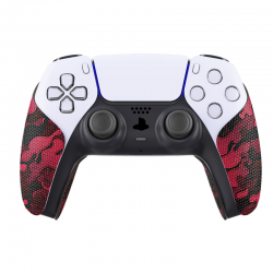Playvital Anti-Skid Sweat-Absorbent Controller Grip for ps5 Controller, Professional Textured Soft Rubber Pads Handle Grips for ps5 Controller - Black Red Camouflage - PFPJ065