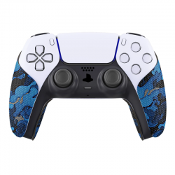 Playvital Anti-Skid Sweat-Absorbent Controller Grip for ps5 Controller, Professional Textured Soft Rubber Pads Handle Grips for ps5 Controller - Black Blue Camouflage PFPJ063