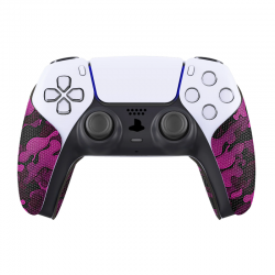 PlayVital Anti-Skid Sweat-Absorbent Controller Grip for PS5 Controller, Professional Textured Soft Rubber Pads Handle Grips for PS5 Controller - Rose Red Black Camouflage - PFPJ066