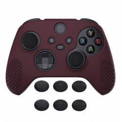 PlayVital Wine Red 3D Studded Edition Anti-slip Silicone Cover Skin for Xbox Series X Controller, Soft Rubber Case Protector for Xbox Series S Controller with 6 Black Thumb Grip Caps - SDX3011