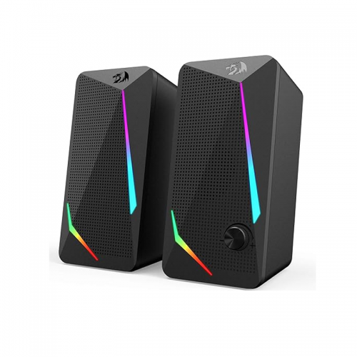 Redragon GS510 RGB Desktop Speakers, 2.0 Channel PC Computer Stereo Speaker with 4 Colorful LED Backlight Modes, Enhanced Bass and Easy-Access Volume Control, USB Powered w/ 3.5mm Cable