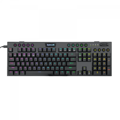 Redragon K618 Horus Wireless RGB Mechanical Keyboard, Bluetooth/2.4Ghz/Wired Tri-Mode Ultra Thin Low Profile Gaming Keyboard w/No-Lag Cordless Connection, Dedicated Media Control & Linear Red Switch
