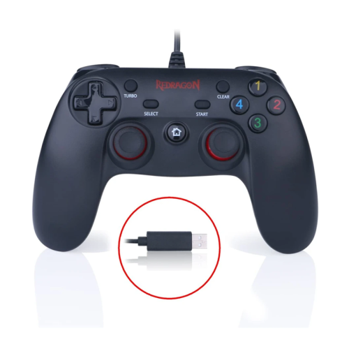 Redragon G807 Gamepad, PC Game Controller, Joystick with Dual Vibration, Saturn, for Windows PC, PS3, Playstation, Android, Xbox 360 (Black, Wired)