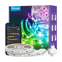 Govee Tira 10M RGBIC LED Strip, Bluetooth Decorative Rainbow Effect LED Lights, Individual Segmented Control by App with Music and Scene Mode, for Gaming and Christmas