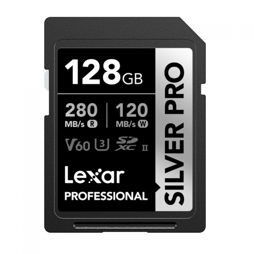 Lexar Silver Pro SD Card 128GB, UHS-II Memory Card, V60, U3, C10, SDXC Card, Up To 280MB/s Read, for Professional Photographer, Videographer, Enthusiast (LSDSIPR128G-BNNAA)