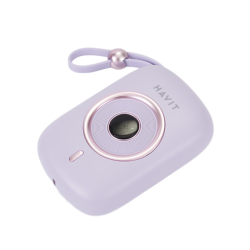 Havit PB5214 Mini Modern Power bank 10000mah PD35W With Built in Type c Cable Purple Havit PB5214 Mini Modern Power bank 10000mah PD35W With Built in Type c Cable Purple