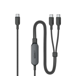 Anker 2-in-1 USB-C to USB-C Cable 4ft 140W - Black | A8895H11 Anker 2-in-1 USB-C to USB-C Cable 4ft 140W - Black | A8895H11