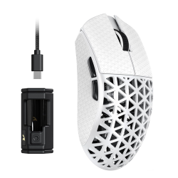 ATTACK SHARK R5 Ultra Carbon Fiber Hyperspeed Wireless Gaming Mouse, 39g Ultralight Mice with Griptape, 2.4G/BT/USB-C, PixArt PAW3950MAX Sensor, 8KHz Wireless Polling Rate, 42KDPI, Win/Mac -White