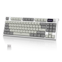 ATTACK SHARK K86 RGB 75% Wireless Gasket Mechanical Keyboard,Triple Mode Bluetooth5.0/2.4G/USB-C 82 Keys Hot Swappable Gaming Keyboard 4000 mAH Battery w/Knob & 1.2'' HD OLED Display,Linear Switches | Grey Blue Whale Switch ATTACK SHARK K86 RGB 75% Wireless Gasket Mechanical Keyboard,Triple Mode Bluetooth5.0/2.4G/USB-C 82 Keys Hot Swappable Gaming Keyboard 4000 mAH Battery w/Knob & 1.2'' HD OLED Display,Linear Switches | Grey Blue Whale Switch