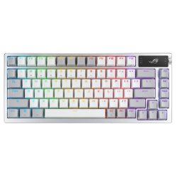 ASUS ROG Azoth 75 DIY Custom RGB Gaming Keyboard, OLED Display, Tri-mode Connection, Hot-Swappable ROG NX Red Switches & Keyboard Stabilizers, ABS Keycaps, ENG-ARAB Layout, White | 90MP031A-BKCA10
