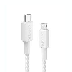 Anker 322 USB-C to Lightning Cable 3ft Braided A81B5H21 - White Anker 322 USB-C to Lightning Cable 3ft Braided A81B5H21 - White