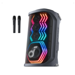 SoundCore Rave 3S AI Party Speaker with 2 Wireless Microphones, 200W Sound, AI Vocal Removal, Reverb, Light Show, 12H Playtime, Portable Bluetooth PA System for Home, Party, Black SoundCore Rave 3S AI Party Speaker with 2 Wireless Microphones, 200W Sound, AI Vocal Removal, Reverb, Light Show, 12H Playtime, Portable Bluetooth PA System for Home, Party, Black