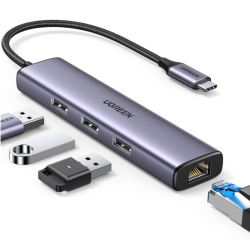 UGREEN USB C to Ethernet Adapter, 4 in 1 USB C Hub Ethernet with 3 USB 3.0 Ports/Gigabit Rj45, Plug & Play, Thunderbolt (3/4) to Network Adapter for MacBook Pro/Air, XPS, iPad Pro, iPhone - 60600 UGREEN USB C to Ethernet Adapter, 4 in 1 USB C Hub Ethernet with 3 USB 3.0 Ports/Gigabit Rj45, Plug & Play, Thunderbolt (3/4) to Network Adapter for MacBook Pro/Air, XPS, iPad Pro, iPhone - 60600