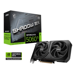 MSI GeForce RTX 5060 Ti 8GB SHADOW 2X OC PLUS Graphics Card, GDDR7 128-Bit Memory, 2602 MHz Boost Clock, 28 Gbps Memory Speed, 4608 CUDA Cores, PCI Express Gen 5 | 912-V536-023 MSI GeForce RTX 5060 Ti 8GB SHADOW 2X OC PLUS Graphics Card, GDDR7 128-Bit Memory, 2602 MHz Boost Clock, 28 Gbps Memory Speed, 4608 CUDA Cores, PCI Express Gen 5 | 912-V536-023