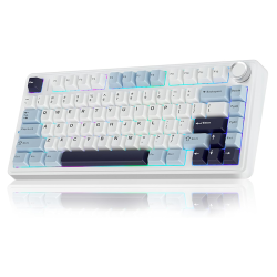 AULA F75 75% Wireless Mechanical Keyboard, Hot Swappable Creamy Keyboard, Pre-lubed Reaper Switches, 2.4GHz/Type-C/BT5.0, RGB Backlit Gaming Keyboards - White & Blue