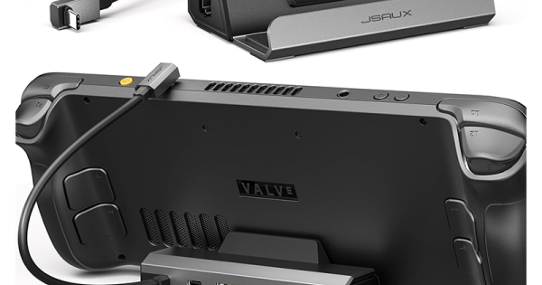 JSAUX Docking Station & 100W Charger for ROG Xbox Ally X (2025)/ROG Ally X/Steam Deck/Legion Go, 6-in-1 Dock with HDMI 4K@120Hz, Gigabit Ethernet, Dual USB A & USB C 3.2 Gen 1