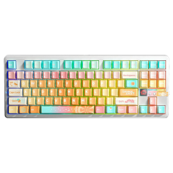 AULA F87 PRO V2 Gasket Mechanical Keyboard, 87 Keys, 80% Layout, Gasket Structure, Fully Hot-Swappable Keys, Meteor Ice Cream Switch, Wireless Tri-Mode (BT/2.4G/Wired), White/Orange | F87PRO V2 AULA F87 PRO V2 Gasket Mechanical Keyboard, 87 Keys, 80% Layout, Gasket Structure, Fully Hot-Swappable Keys, Meteor Ice Cream Switch, Wireless Tri-Mode (BT/2.4G/Wired), White/Orange | F87PRO V2