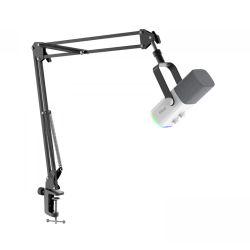 FIFINE AmpliGame AM8T USB/XLR Dynamic Microphone Kit with Boom Arm Stand - White