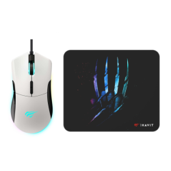 Havit Gamenote MS1037CM RGB LED Macro 7200Dpi Gaming Mouse + Mouse Pad - White/ Balck Havit Gamenote MS1037CM RGB LED Macro 7200Dpi Gaming Mouse + Mouse Pad - White/ Balck