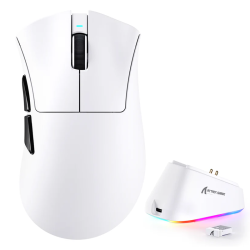ATTACK SHARK V3PRO Ultra-Light Tri-Mode Gaming Mouse with Charging Dock - White