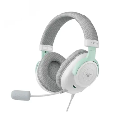Havit Gamenote H2230E Wired Gaming Headset Powerful Stereo Sound, Clear Noise-Reducing Microphone, 50mm Speaker Drivers, Comfortable Over-Ear Design, 3.5mm Connector – White & Cyan Havit Gamenote H2230E Wired Gaming Headset Powerful Stereo Sound, Clear Noise-Reducing Microphone, 50mm Speaker Drivers, Comfortable Over-Ear Design, 3.5mm Connector – White & Cyan