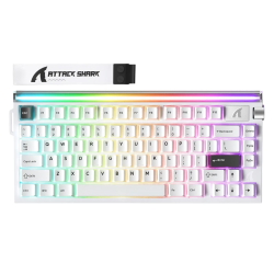 ATTACK SHARK R85 HE Rapid Trigger Magnetic Gaming Keyboard with Custom Lightbox – Starlight White Purple mandrel switch