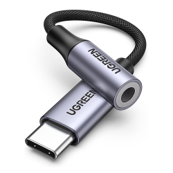 UGREEN USB-C to 3.5mm DAC Headphone Adapter – Braided, Grey | 80154 | 6957303881543