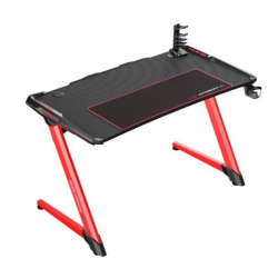 DXRacer Gaming Desk With Z Shaped Legs, Professional Game Work Station, Pc Gamer Table With Stand Cup Holder, Headphone Hook & Large Mouse Pad-Carbon Fiber Surface (Black/Red) DXRacer Gaming Desk With Z Shaped Legs, Professional Game Work Station, Pc Gamer Table With Stand Cup Holder, Headphone Hook & Large Mouse Pad-Carbon Fiber Surface (Black/Red)
