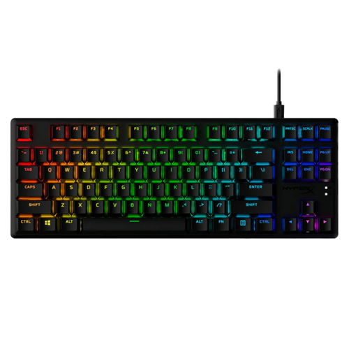 HyperX Alloy Origins Core PBT Mechanical Gaming Keyboard, Durable PBT Keycaps, 100% Anti-Ghosting, Radiant RGB Lighting, Red Linear Switch, ENG-ARB Layout, USB 2.0, Black | 639N7AA#A2N