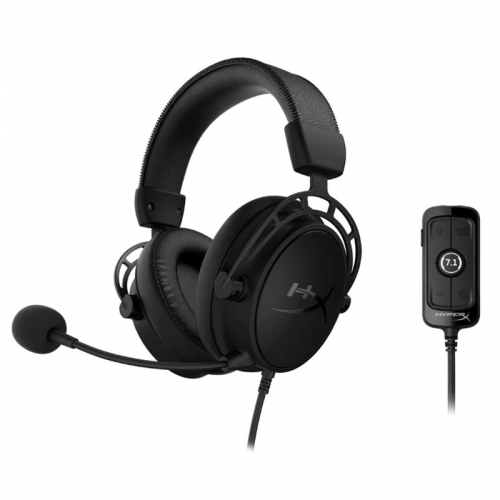 HyperX Cloud Alpha S - PC Gaming Headset, 7.1 Surround Sound, Adjustable Bass, Dual Chamber Drivers, Chat Mixer, Breathable Leatherette, Memory Foam, and Noise Cancelling Microphone – Blackout