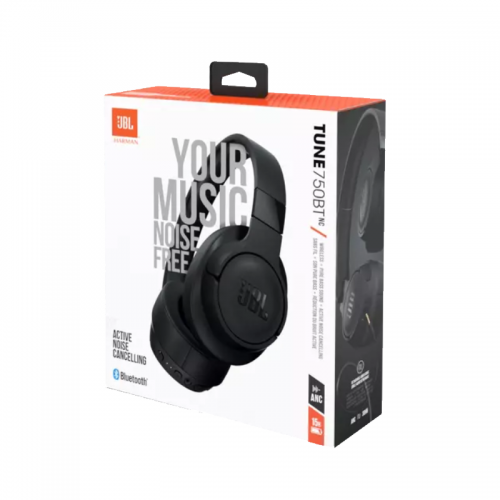 JBL Tune 750BTNC Wireless Over Ear Noise Cancelling Headphones, Pure Bass Sound, 15H Battery, Multi-Point Connection, Hands-Free Call, Voice Control, Lightweight and Foldable - Black, JBLT750BTNCBLK