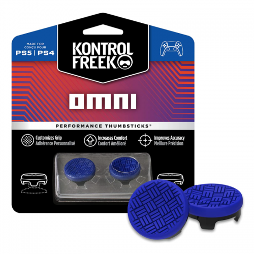 KontrolFreek Omni compatible with PlayStation 4 (PS4) and PlayStation 5 (PS5) | Performance Thumbsticks | 2 Low-Rise Concave | Blue