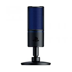 Razer Seiren X for PlayStation - USB Condenser Microphone for Streaming on the PS4 and PS5 (Compact with Shock Absorber, Supercardioid Recording Pattern, Mute Button) Black-Blue