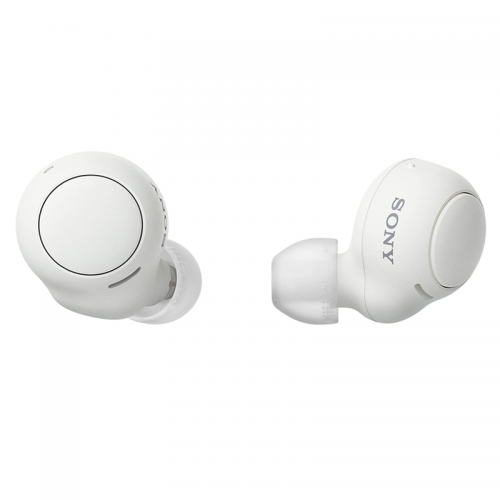 Sony wf-c500 true wireless headphones - up to 20 hours battery life with charging case - voice assistant compatible - built-in mic for phone calls - reliable bluetooth connection - White