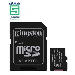 Kingston 128Gb Micsdxc Canvas Select Plus 100R A1 C10 Card + Adp, Sdcs2/128Gb, Black