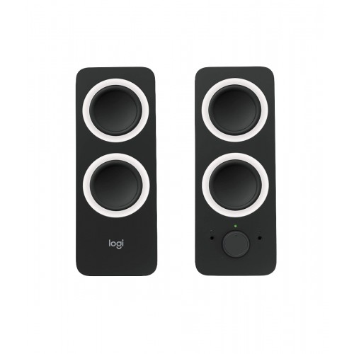 Logitech Z200 PC Speakers, Stereo Sound, 10 Watts Peak Power, 2 x 3.5mm Inputs, Headphone Jack, Adjustable Bass, Volume Controls, PC/TV/Smartphone/Tablet - Black