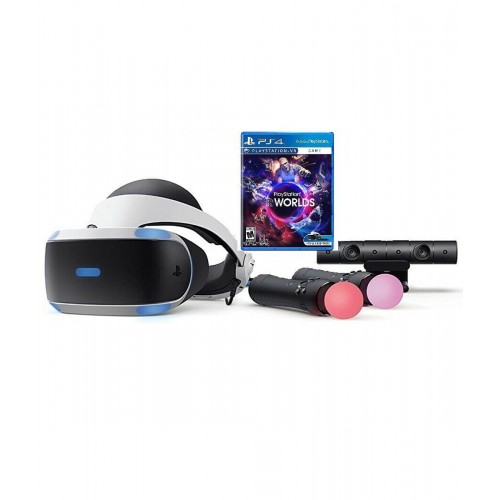 Sony PlayStation Virtual Reality Bundle - VR Headset (Version 2 - CUH-ZVR2), VR Camera, 2 Move Motion Controllers, VR Worlds Game,PS4/PS5