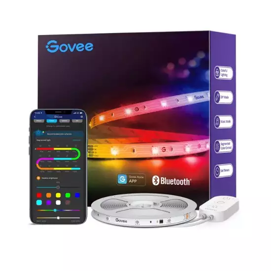 Govee RGBIC LED Strip Lights, 16.4ft Smart LED Lights for Bedroom, Bluetooth LED Lights APP Control, DIY Multiple Colors on One Line, Color Changing LED Lights Music Sync for Ceiling, Gaming Room Model H617A