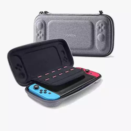UGREEN Carry Case compatible for Nintendo Switch Storage Handle Cover Bag for NS, Ultra Slim Hard Shell with 10 Game Slots, Protective Portable Bag for Switch, with Military Level Protection - Gray