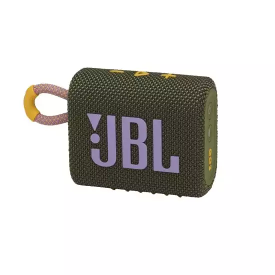 JBL Go 3 Portable Waterproof Speaker with JBL Pro Sound, Powerful Audio, Punchy Bass, Ultra-Compact Size, Dustproof, Wireless Bluetooth Streaming, 5 Hours of Playtime - Green JBL Go 3 Portable Waterproof Speaker with JBL Pro Sound, Powerful Audio, Punchy Bass, Ultra-Compact Size, Dustproof, Wireless Bluetooth Streaming, 5 Hours of Playtime - Green