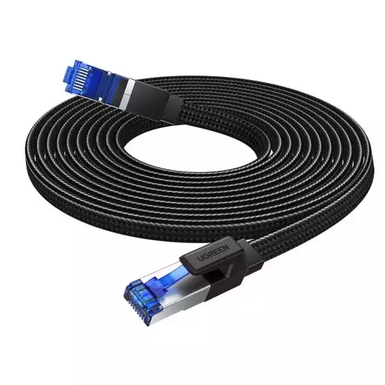 UGREEN Ethernet Cable 5M Cat 8 Internet Network Cable Flat Braided Shielded 40Gbps 2000MHz RJ45 Cable Compatible with Router Modem Xbox Gaming Switch PS5 PS4 PC TV Mac Laptop (40173) UGREEN Ethernet Cable 5M Cat 8 Internet Network Cable Flat Braided Shielded 40Gbps 2000MHz RJ45 Cable Compatible with Router Modem Xbox Gaming Switch PS5 PS4 PC TV Mac Laptop (40173)