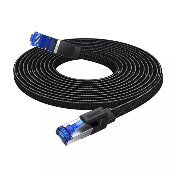 UGREEN Ethernet Cable 8M Cat 8 Internet Network Cable Flat Braided Shielded 40Gbps 2000MHz RJ45 Cable Compatible with Router Modem Xbox Gaming Switch PS5 PS4 PC TV Mac Laptop (40174)