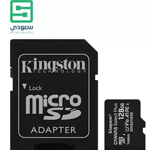 Kingston 128Gb Micsdxc Canvas Select Plus 100R A1 C10 Card + Adp, Sdcs2/128Gb, Black