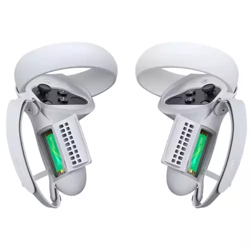 [Pro Version] KIWI design Controller Grip Cover with Battery Door Compatible with Quest 2 (Light Grey 1 Pair)