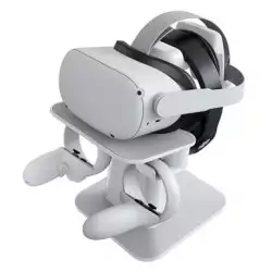 KIWI design VR Stand Compatible with Quest/Quest 2/Rift/Rift S/GO/HTC Vive/Vive Pro/Valve Index VR Headset and Touch Controllers, White