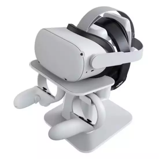 KIWI design VR Stand Compatible with Quest/Quest 2/Rift/Rift S/GO/HTC Vive/Vive Pro/Valve Index VR Headset and Touch Controllers, White