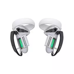 [Pro Version] KIWI design Controller Grip Cover with Battery Door Compatible with Quest 2 (Black+Light Grey 1 Pair)