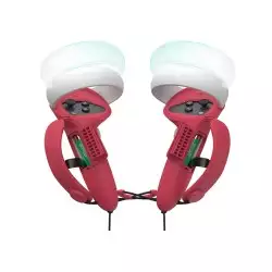 KIWI design Controller Grips Cover with Battery Opening, Adjustable with Knuckle Straps, Suitable for Large Hands Compatible with Quest 2 (Red)