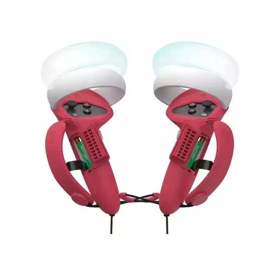 KIWI design Controller Grips Cover with Battery Opening, Adjustable with Knuckle Straps, Suitable for Large Hands Compatible with Quest 2 (Red) KIWI design Controller Grips Cover with Battery Opening, Adjustable with Knuckle Straps, Suitable for Large Hands Compatible with Quest 2 (Red)